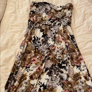 Strapless Floral Maxi Dress